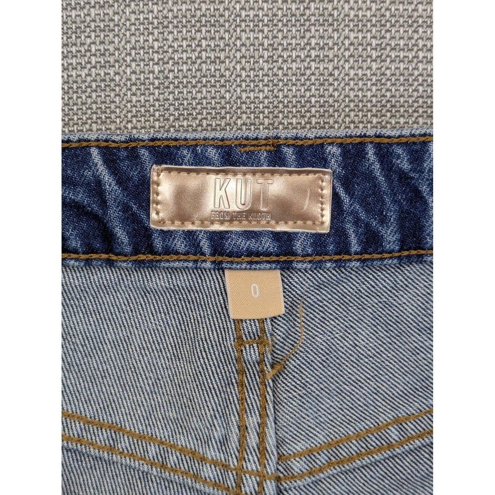 KUT From The Kloth Shorts Women 0 High Rise Hailey Blue Distressed Bermuda Denim - Picture 7 of 10